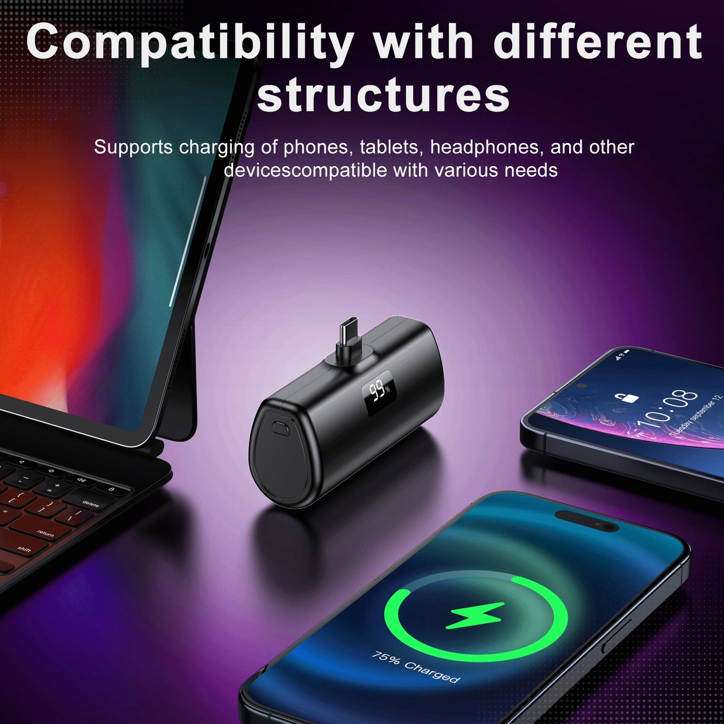 Powerbank 5000mAh, mini portable charger, small external battery, lightweight and beautiful, compatible with iPhone 15/15 Pro, Samsung Galaxy A25, Xiaomi Note