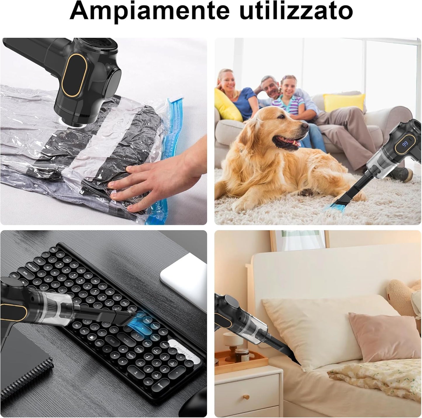 Ginarelo Handheld Cordless Car Vacuum Cleaner - 15000Pa Small Hand Held Vacuums Cleaners Strong Suction Powerful Portable Wireless Lightweight Mini Long Runtime Hand-held Vaccum USB Vacum Blower