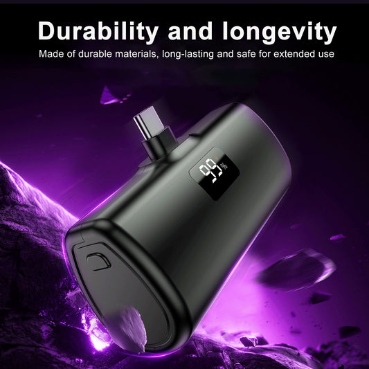 Powerbank 5000mAh, mini portable charger, small external battery, lightweight and beautiful, compatible with iPhone 15/15 Pro, Samsung Galaxy A25, Xiaomi Note